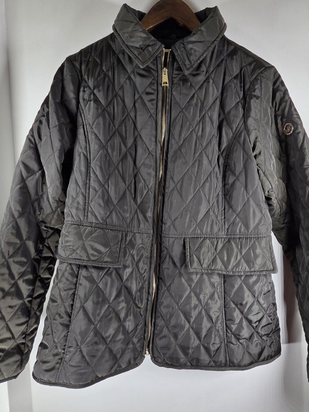 Michael Kors Dark Green Diamond Quilted Jacket